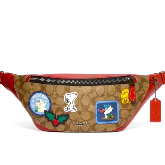 COACH X PEANUTS WARREN Belt Bag Signature Canvas w Patches CE541 NWT $450 - Picture 1 of 8